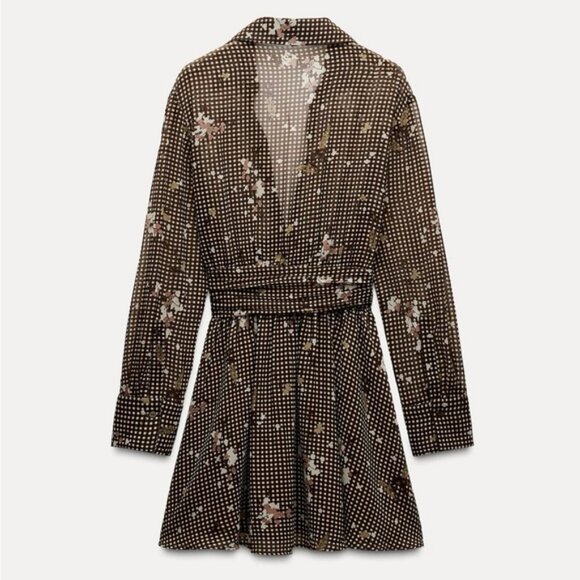 ZARA PRINTED SHIRT DRESS - Picture 8 of 9
